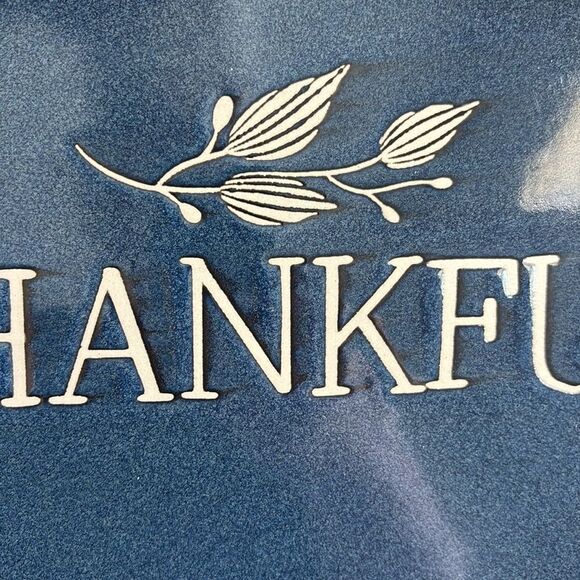 Thankful Platter Thanksgiving Holiday Blue Oval 14” Celebrate It - Picture 4 of 9